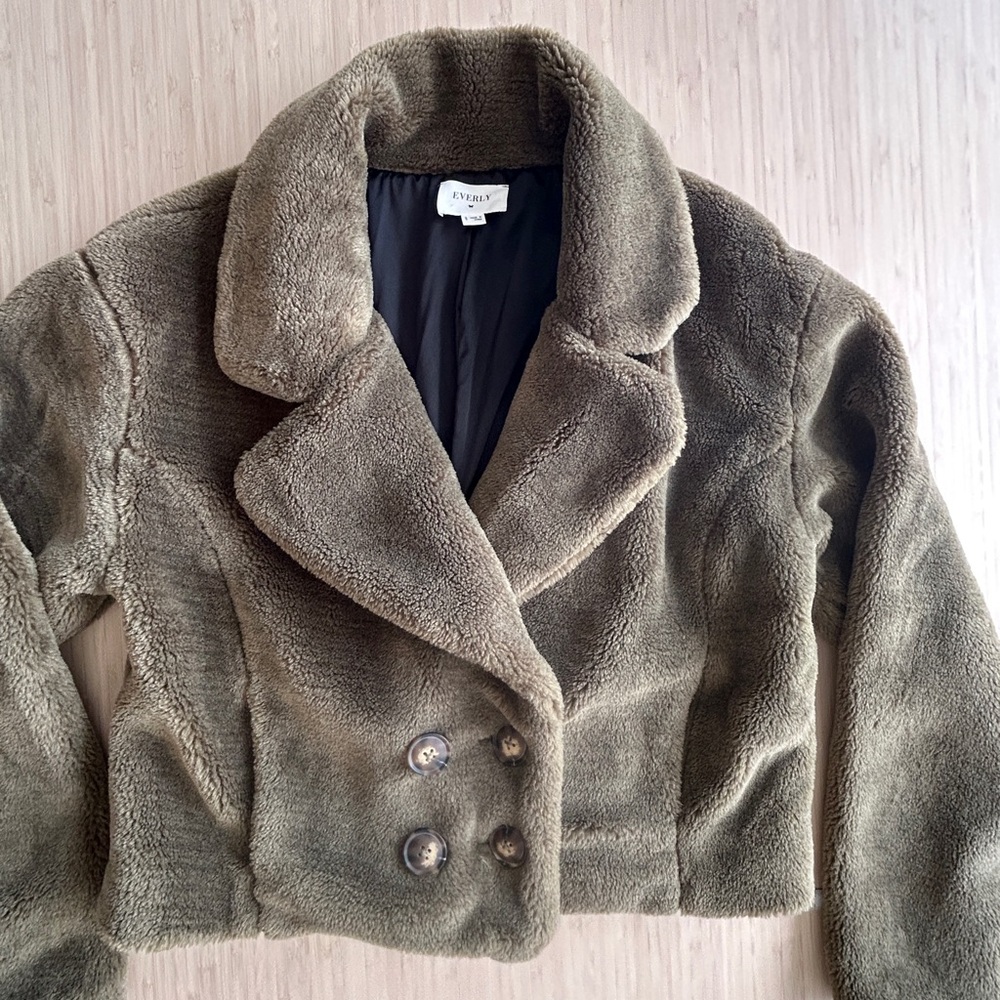 Everly Women's Plush Brown Teddy Jacket